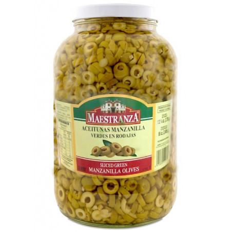 Aceitunas Maestranza Cortadas en Rodajas 3,750 gr.